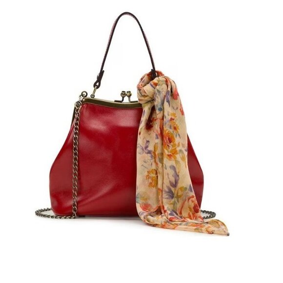 PATRICIA NASH Laureana leather top handle crossbody bag + Dust bag + scarf RED - Picture 1 of 10